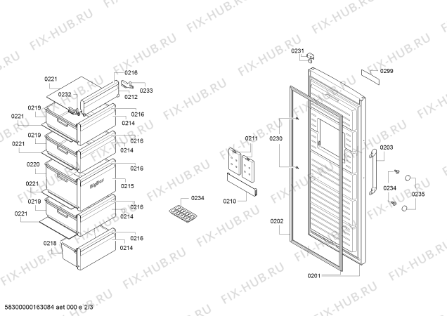 Взрыв-схема холодильника Bosch GSN51AW30 - Схема узла 02