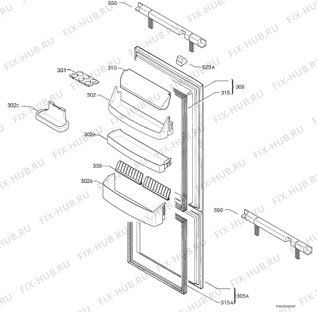 Взрыв-схема холодильника Electrolux ERG29750 - Схема узла Door 003