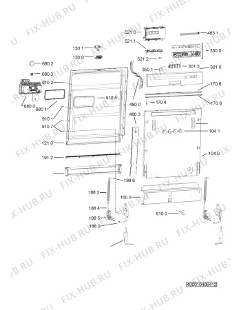 Схема №1 ADG 744/2 WH с изображением Панель для посудомойки Whirlpool 481072668211