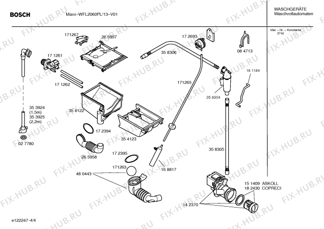 Схема №2 WFL2060PL WFL2060 с изображением Таблица программ для стиралки Bosch 00583385
