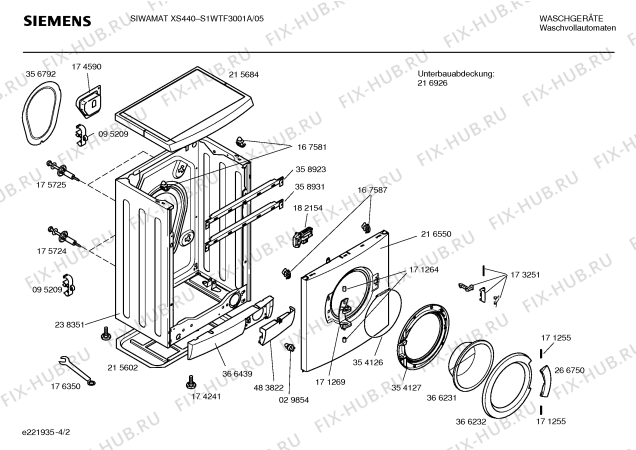 Схема №2 S1WTF3001A SIWAMAT XS440 с изображением Инструкция по установке и эксплуатации для стиральной машины Siemens 00581940