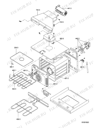 Схема №1 BMZP 4005 WH с изображением Панель для плиты (духовки) Whirlpool 481246468029