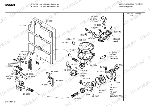 Схема №1 SGV59A13AU с изображением Набор кнопок для электропосудомоечной машины Bosch 00417601