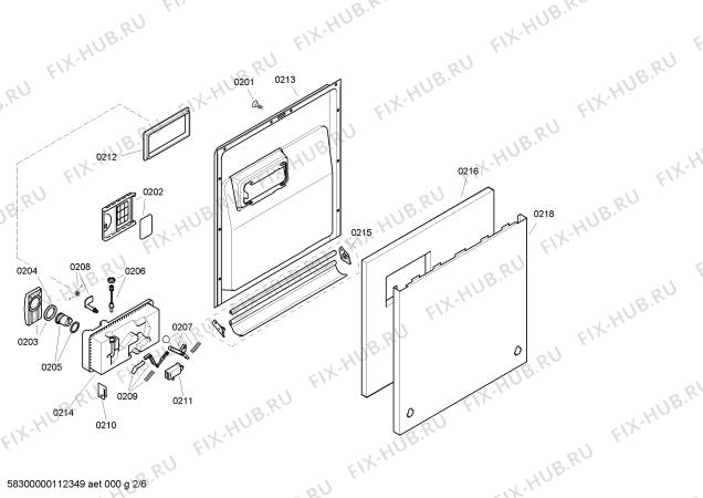 Взрыв-схема посудомоечной машины Bosch SGS43T58GB - Схема узла 02