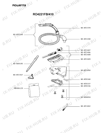 Взрыв-схема пылесоса Rowenta RO4221FB/410 - Схема узла FP003695.1P2