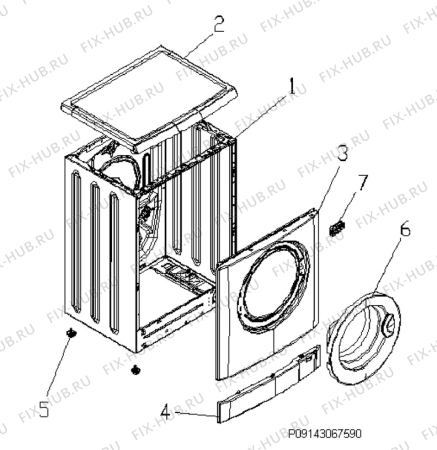 Взрыв-схема стиральной машины Zanussi ZWF164W - Схема узла Housing 001