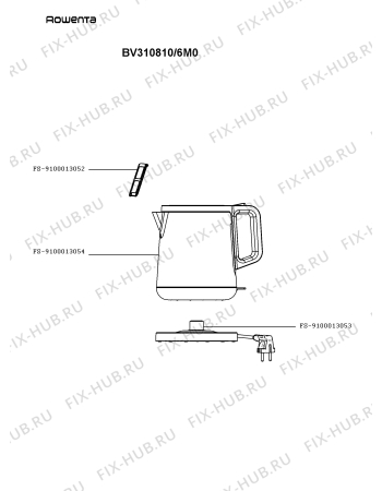 Схема №1 BV310810/6M0 с изображением Часть корпуса для чайника (термопота) Rowenta FS-9100013053