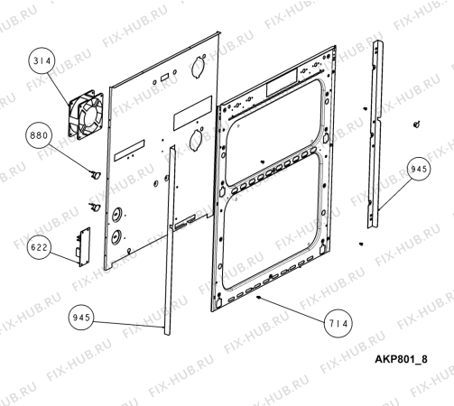 Взрыв-схема плиты (духовки) Whirlpool AKW301IX (F102568) - Схема узла