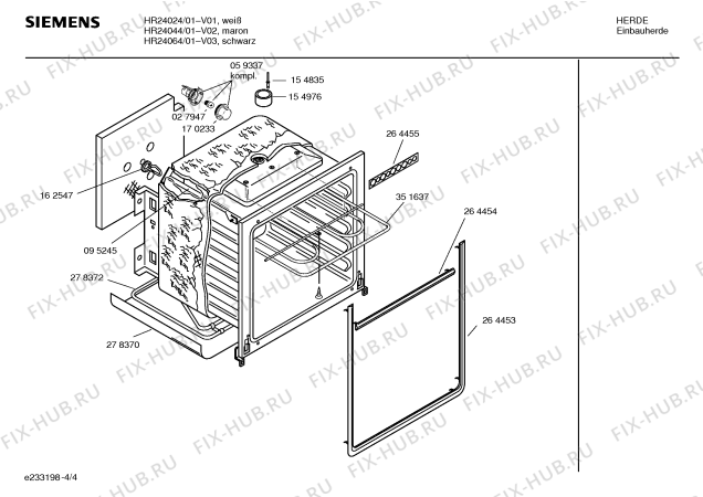 Взрыв-схема плиты (духовки) Siemens HR24044 - Схема узла 04