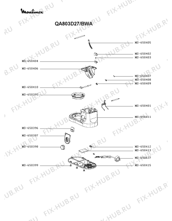 Схема №1 QA803D27/BWA с изображением Корпусная деталь для электрокомбайна Moulinex MS-650397