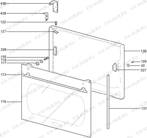 Взрыв-схема плиты (духовки) Parkinson Cowan OVAT60T&CRDL - Схема узла Door, main (large)