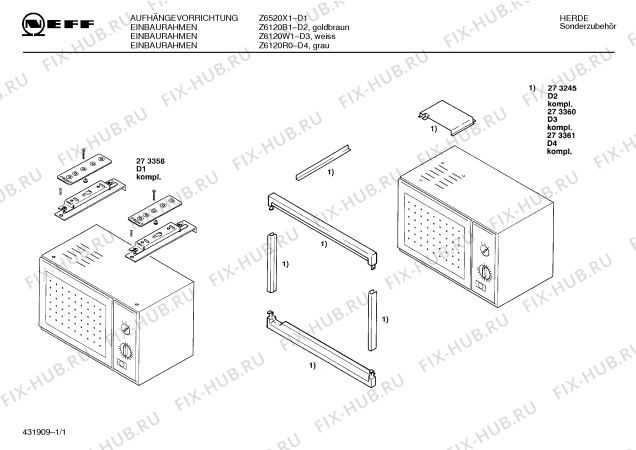 Схема №1 HZ61300 с изображением Монтажный набор для свч печи Siemens 00273245