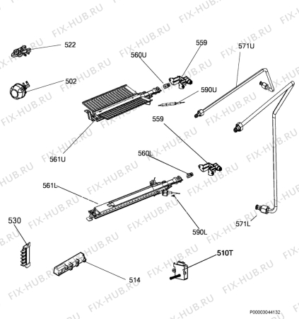 Взрыв-схема плиты (духовки) Zanussi ZCG662GW - Схема узла Functional parts