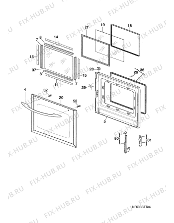 Взрыв-схема плиты (духовки) Electrolux EK6591N1   M.P ELEC. - Схема узла Door 003