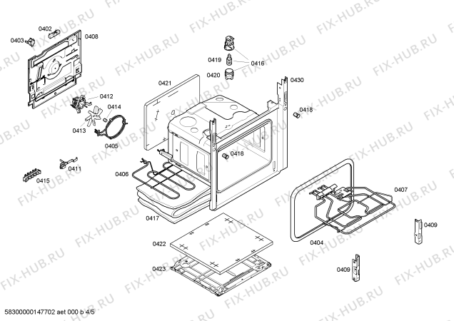 Взрыв-схема плиты (духовки) Bosch HCE744220R - Схема узла 04