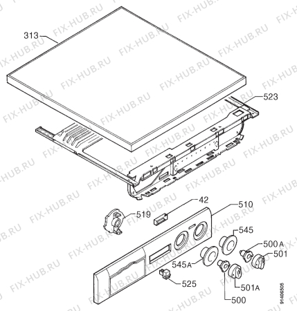 Взрыв-схема стиральной машины Zanussi FLS1383W - Схема узла Command panel 037