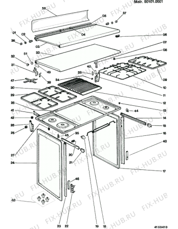 Взрыв-схема плиты (духовки) Indesit KN6048WI1 (F002059) - Схема узла