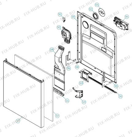 Взрыв-схема посудомоечной машины Asko D5152 XL FS CE   -White FS Soft (338847, DW70.5) - Схема узла 05