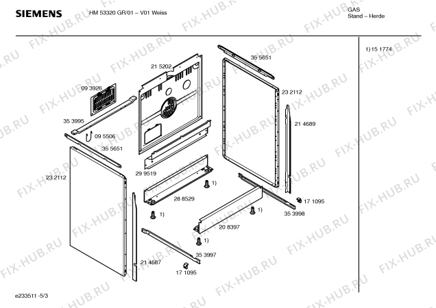Взрыв-схема плиты (духовки) Siemens HM53320GR - Схема узла 03