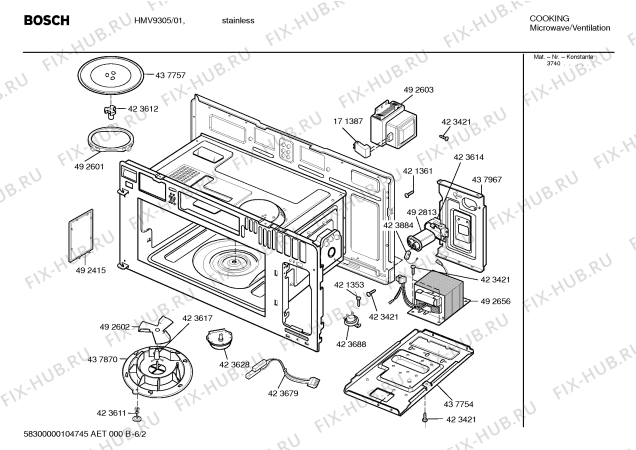 Взрыв-схема плиты (духовки) Bosch HMV9305 - Схема узла 02