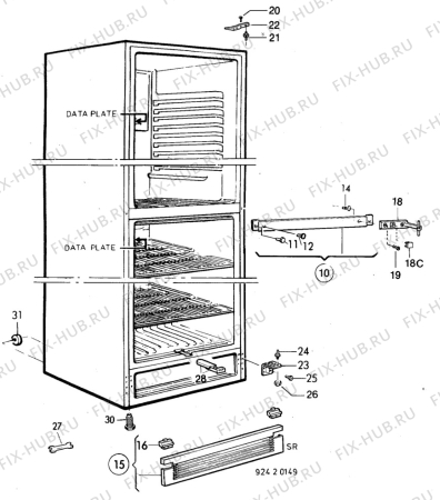 Взрыв-схема холодильника Electrolux ER3913B - Схема узла C10 Cabinet