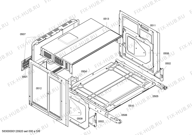 Взрыв-схема плиты (духовки) Bosch HEN704551 - Схема узла 05