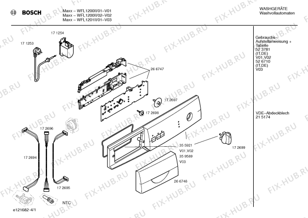 Схема №2 WFL1201II Bosch Maxx WFL1201 Aquavigil с изображением Инструкция по установке и эксплуатации для стиралки Bosch 00526710