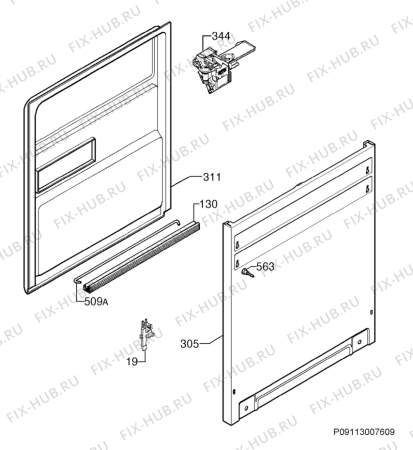 Взрыв-схема посудомоечной машины Electrolux ESL3635LO - Схема узла Door 003