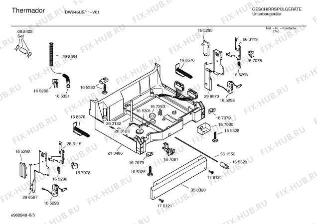 Схема №3 SHU9902UC с изображением Корзина для посуды для посудомойки Bosch 00215912