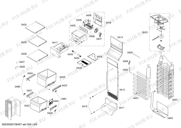 Взрыв-схема холодильника Bosch B22CS50SNS - Схема узла 04