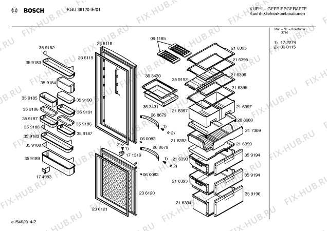 Взрыв-схема холодильника Bosch KGU36120IE - Схема узла 02