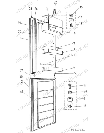 Взрыв-схема холодильника Unknown TR1805 - Схема узла C10 Cabinet/Interior