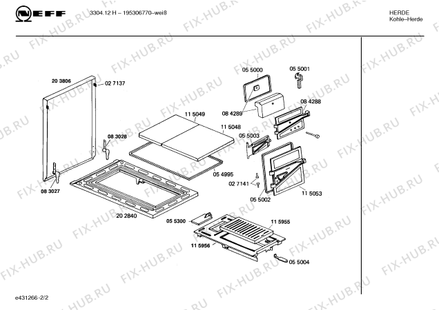 Взрыв-схема плиты (духовки) Neff 195306770 3304.12H - Схема узла 02