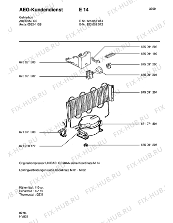 Взрыв-схема холодильника Aeg ARC052 GS RE. - Схема узла Freezer cooling system