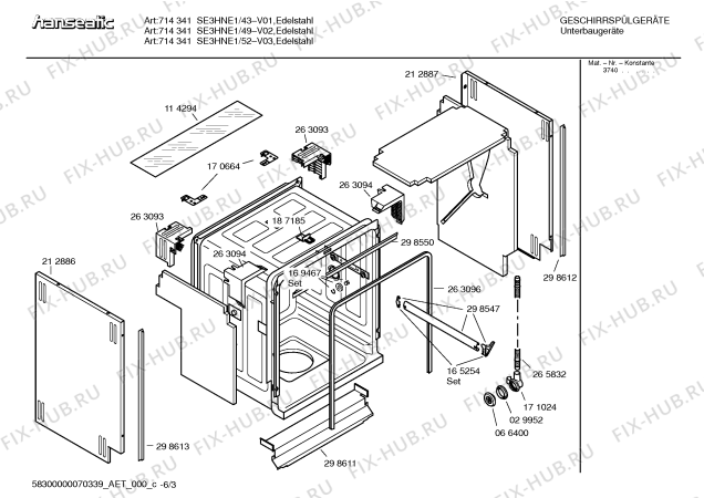 Схема №3 SE3HNE1 714341 с изображением Инструкция по эксплуатации для посудомойки Bosch 00588636