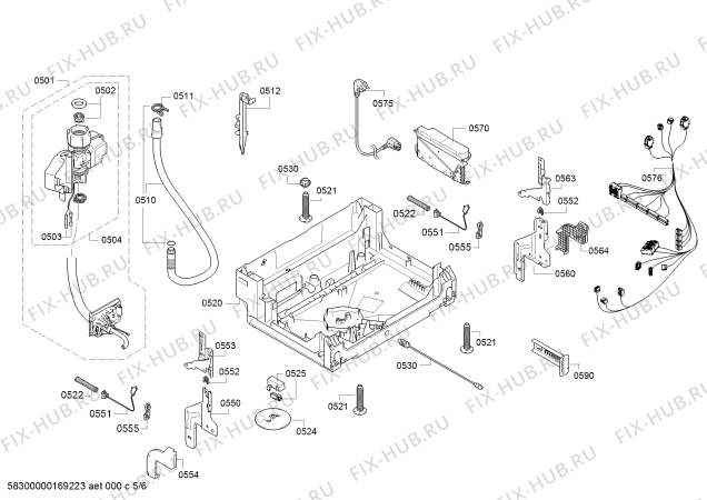 Взрыв-схема посудомоечной машины Bosch SMI53L25EU SilencePlus - Схема узла 05