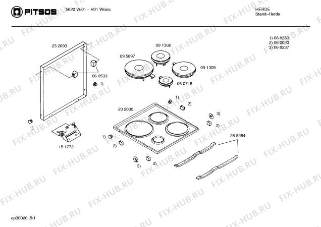Схема №1 EH594HMSW с изображением Планка для электропечи Bosch 00287287