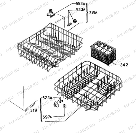Взрыв-схема посудомоечной машины Unknown DV4550 - Схема узла W10 Baskets D