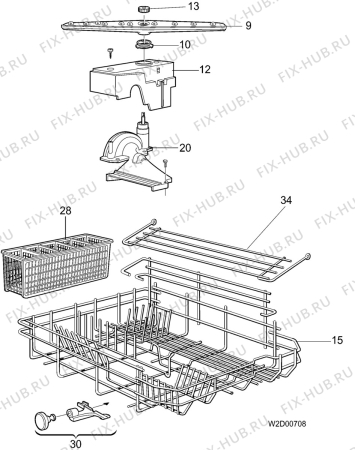 Взрыв-схема посудомоечной машины Electrolux DC4408 - Схема узла W20 Baskets
