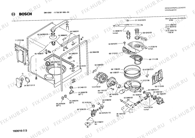 Схема №2 0730301005 SMI6302 с изображением Панель для посудомоечной машины Bosch 00113238