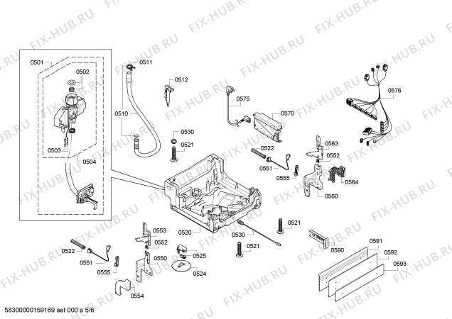 Взрыв-схема посудомоечной машины Bosch SPD53M24EU - Схема узла 05