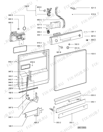 Схема №1 ADL 233 с изображением Блок управления для посудомоечной машины Whirlpool 480140101761
