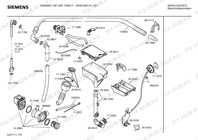 Взрыв-схема стиральной машины Siemens WXM126F SIWAMAT XM 126F  Family - Схема узла 04