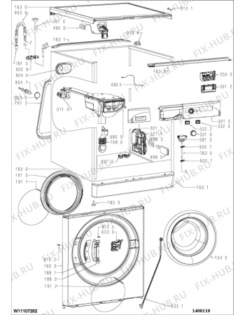 Схема №1 FWG81496WSECH с изображением Запчасть для стиральной машины Whirlpool 488000513063