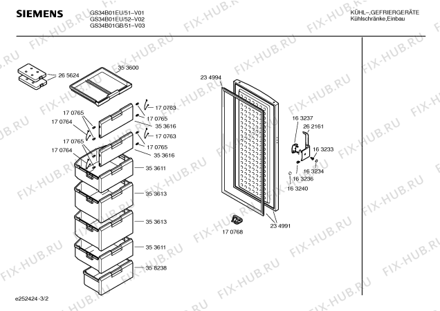 Взрыв-схема холодильника Siemens GS34B01GB - Схема узла 02