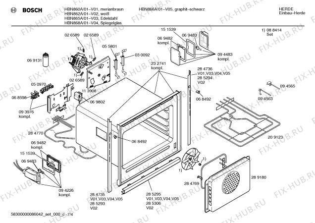 Взрыв-схема плиты (духовки) Bosch HBN866A - Схема узла 04