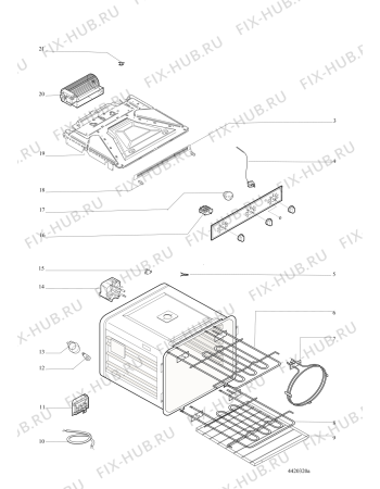 Взрыв-схема плиты (духовки) Hotpoint SBS51XS (F080831) - Схема узла