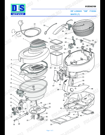 Схема №1 F18304 с изображением Контейнер для электротостера DELONGHI 7325139300