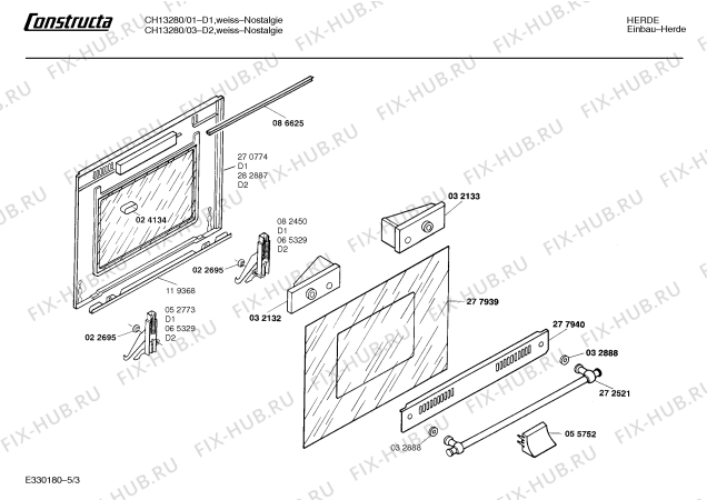 Схема №2 CH13280 с изображением Панель для плиты (духовки) Bosch 00277941