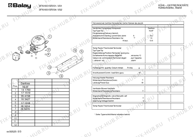 Взрыв-схема холодильника Balay 3FN1651SR - Схема узла 03